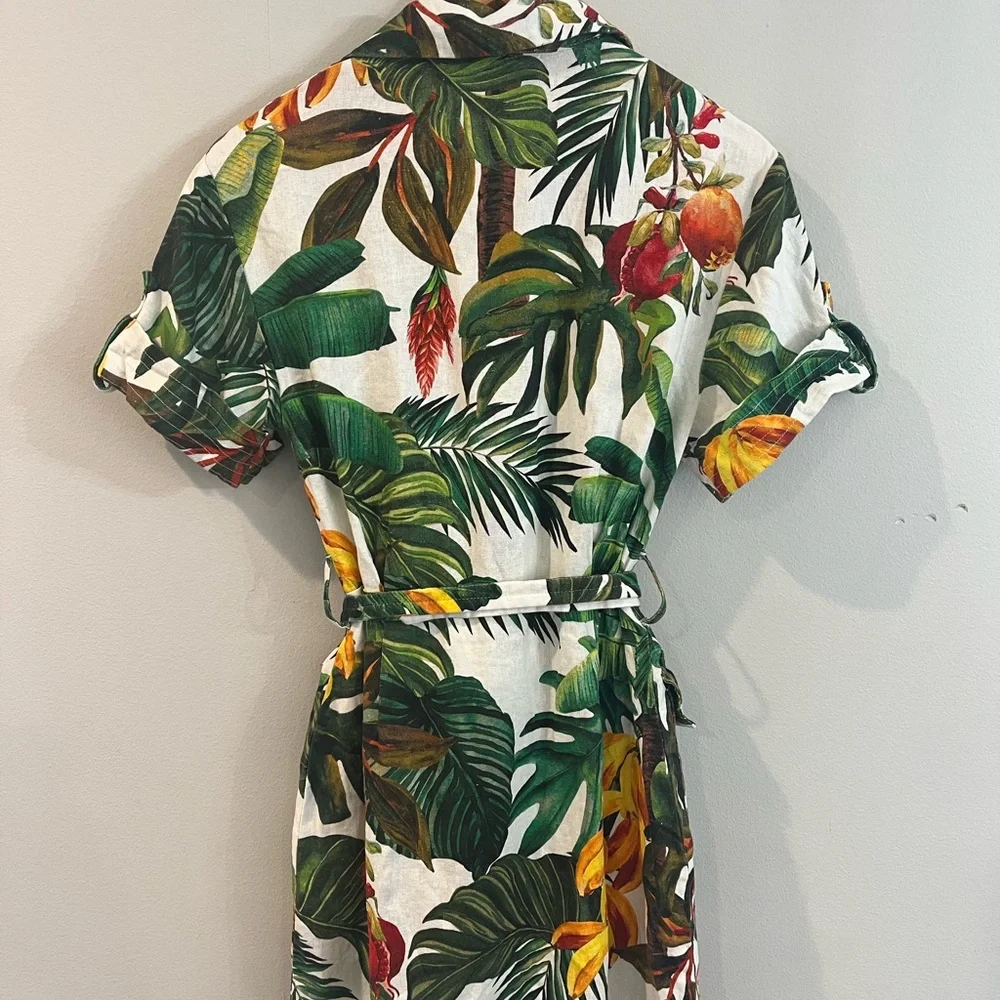 House of Harlow 1960 Linen Blend Tropical Print Mini Dress XS - Picture 2 of 3